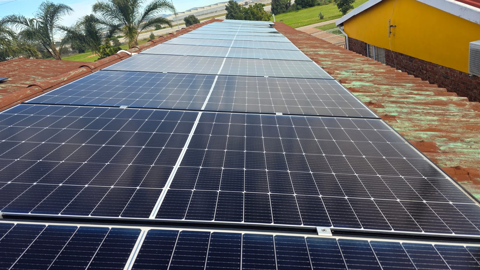 Solar panels installed on a modern home