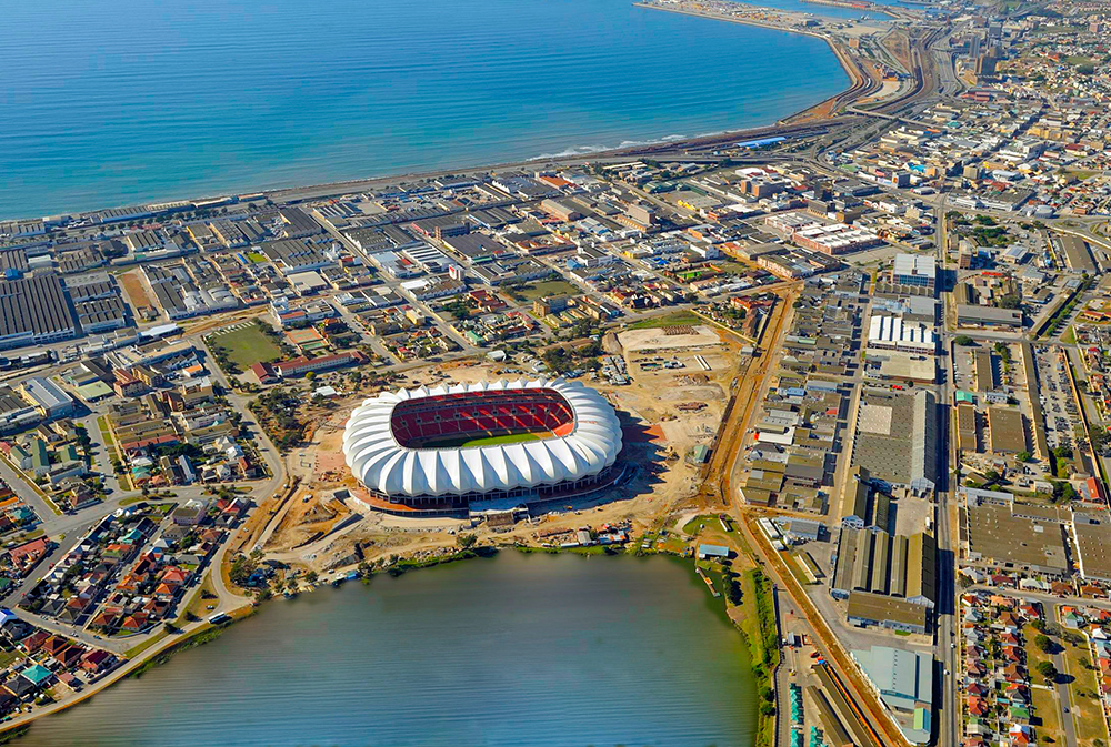 Aerial view of Port Elizabeth and the surrounding Eastern Cape coast